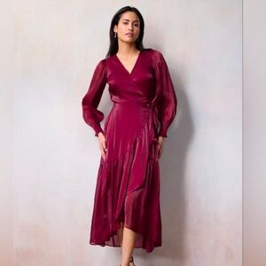 LC Lauren Conrad Burgundy Long Sleeve Dress